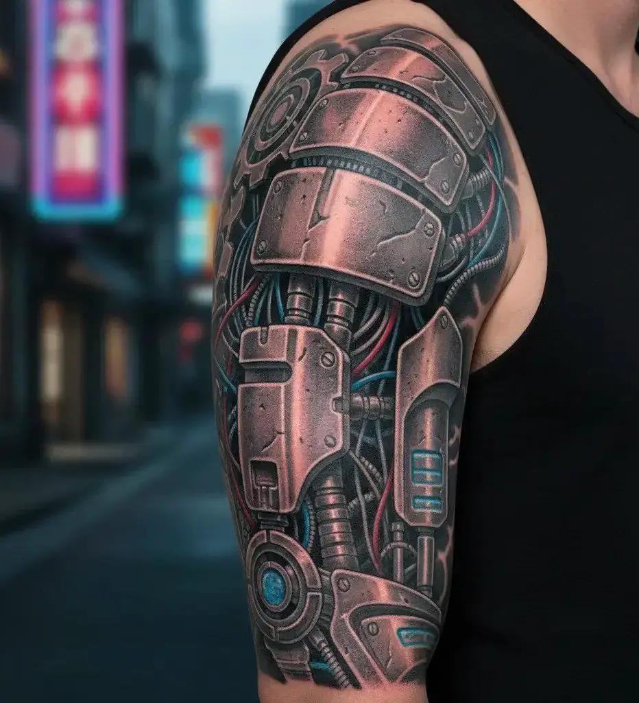 Jet Black Arm Cybernetic Tattoo