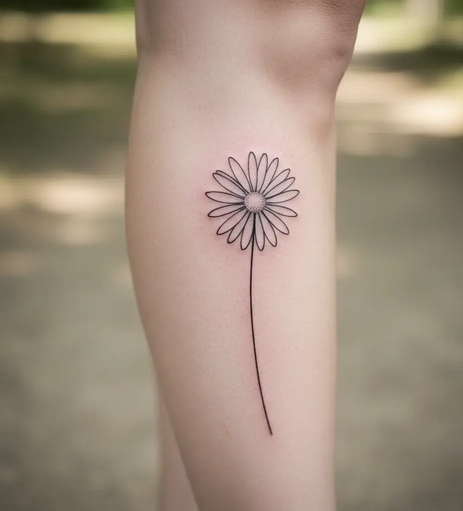 Minimal Daisy Line Tattoo