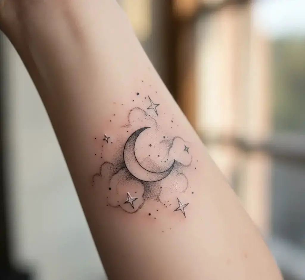 Moon and Stars Tattoo