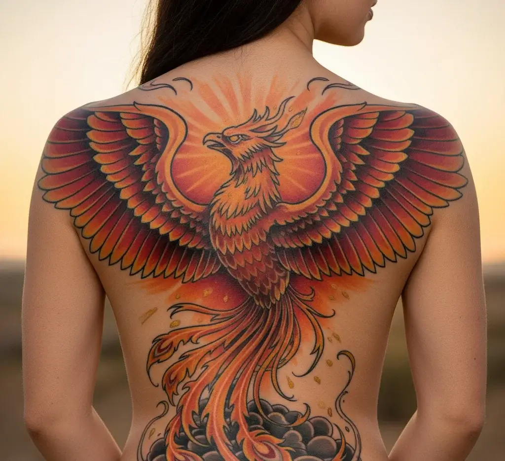 Phoenix Rising on Back