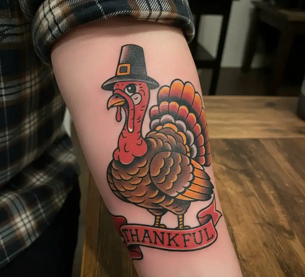 Pilgrim Hat Turkey Tattoo