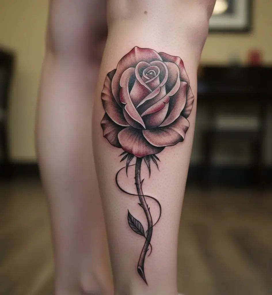 Single Rose on Calf