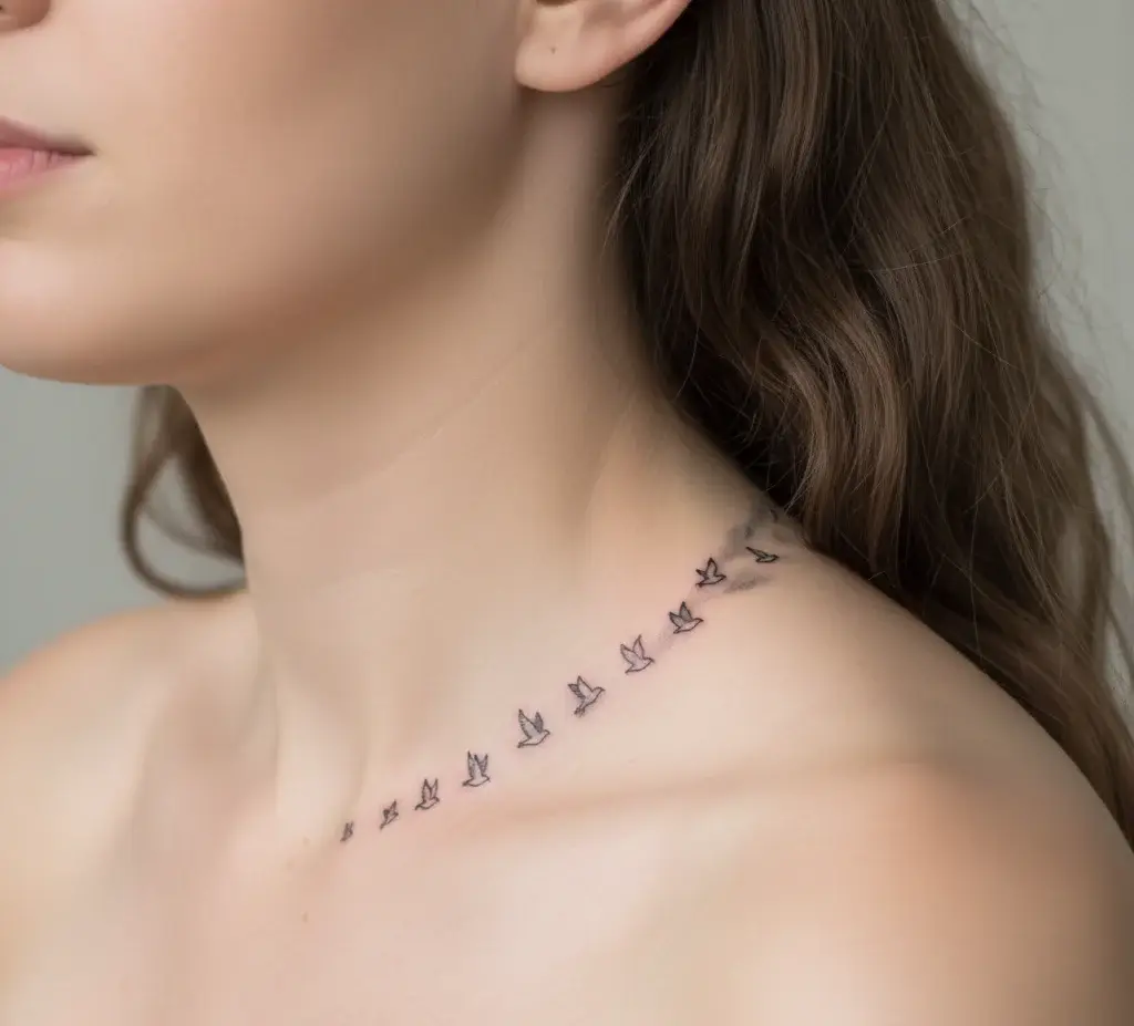 Small Flying Birds on Collarbone