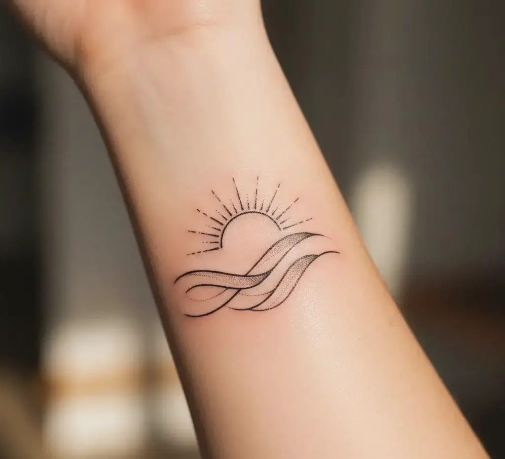 Sun and Waves Tattoo