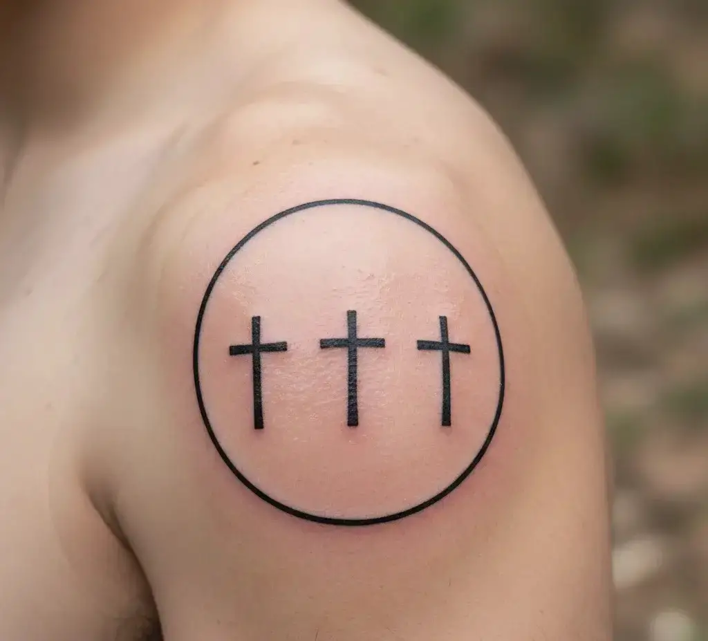 Three Crosses Inside a Circle