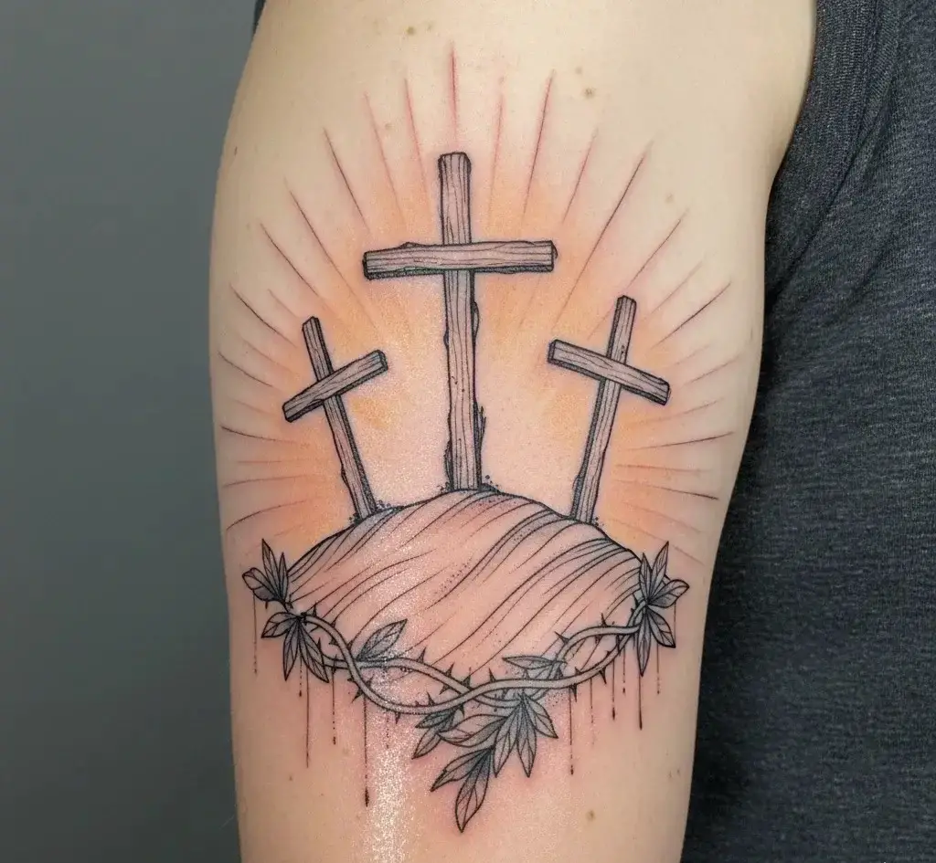 Three Crosses on a Hill