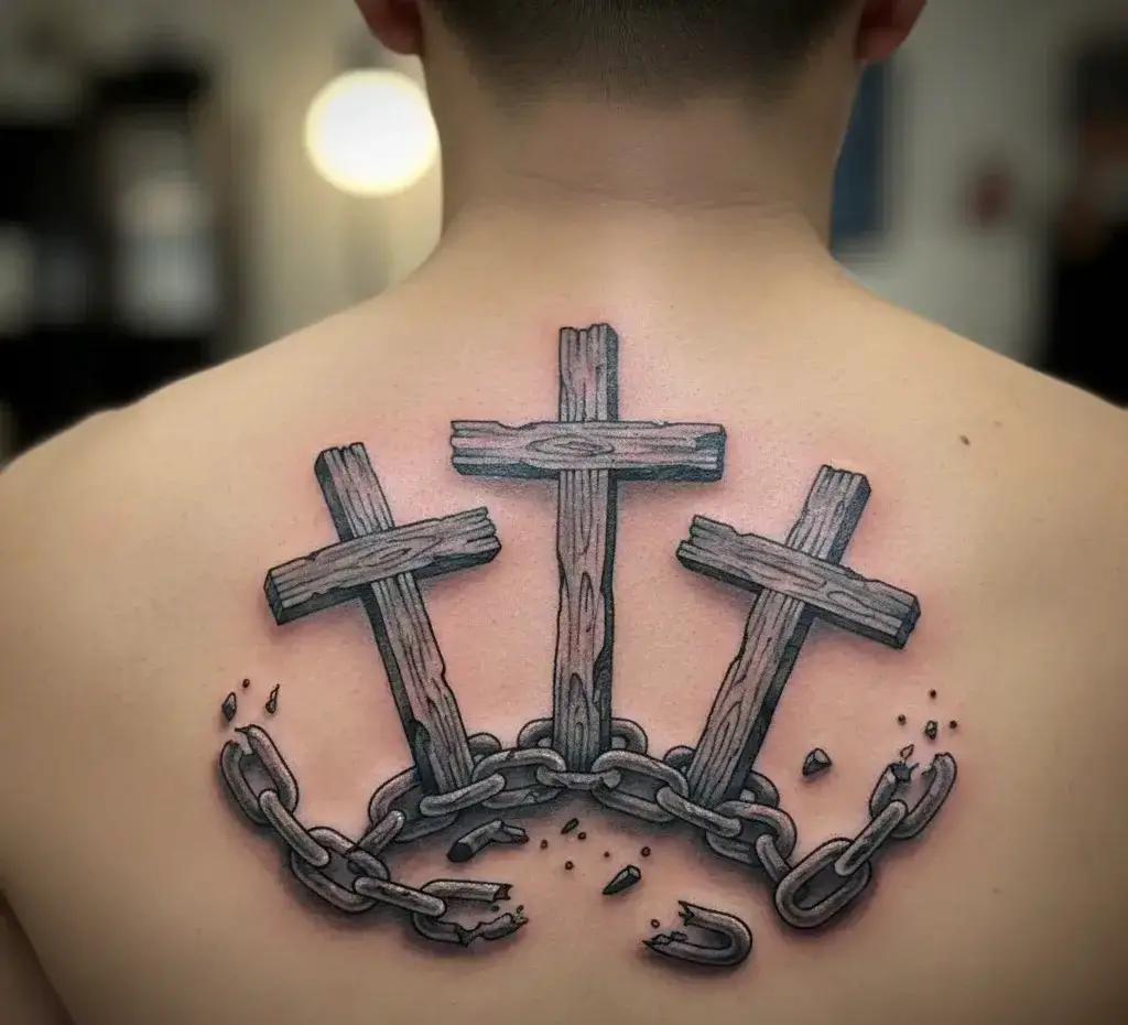 Three Crosses with Broken Chains