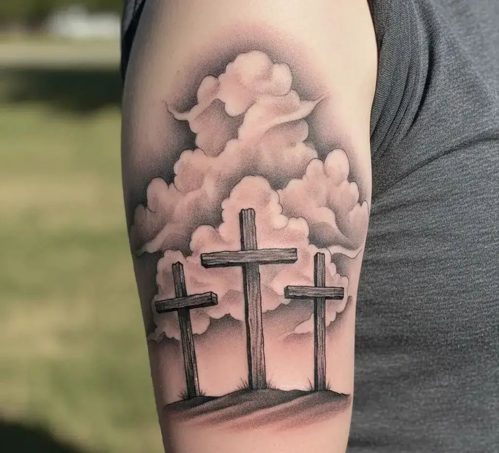Three Crosses with Clouds