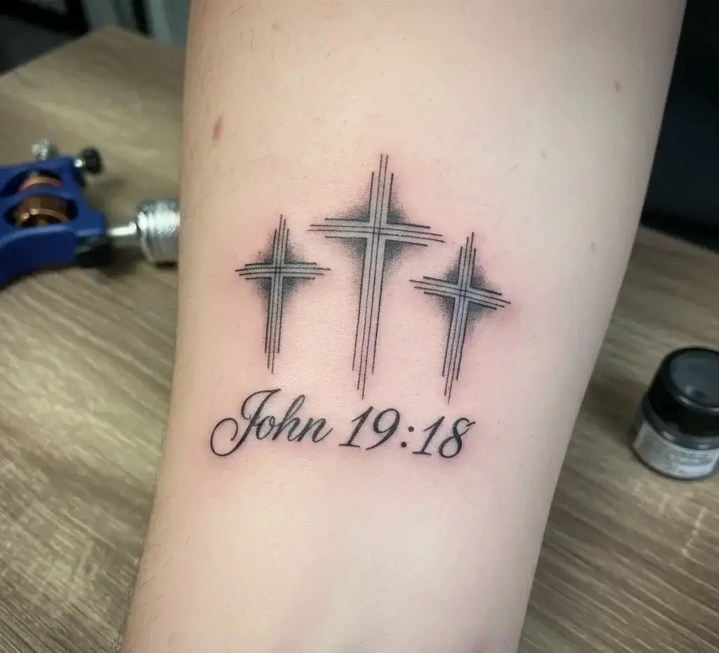 Three Crosses with Scripture Verse