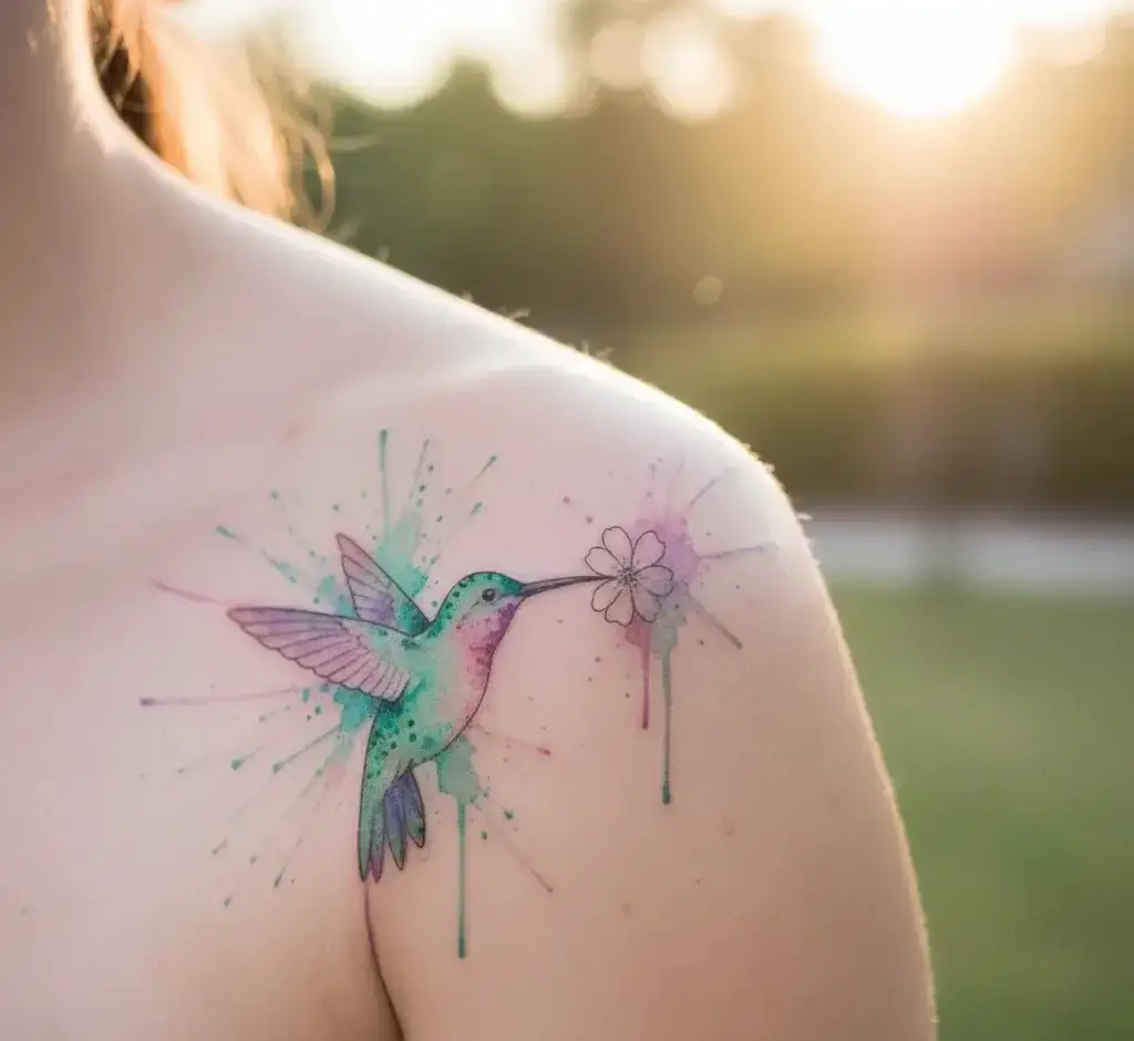 Tiny Watercolor Hummingbird