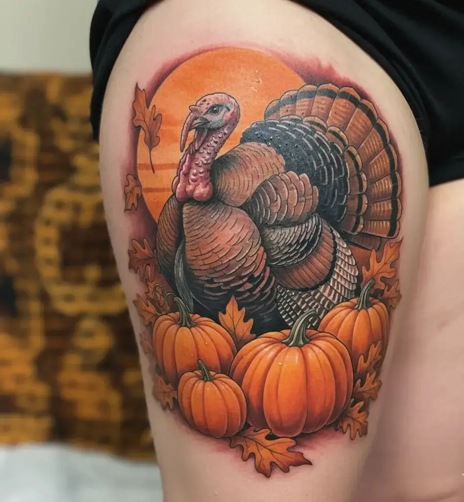 Turkey and Pumpkin Tattoo