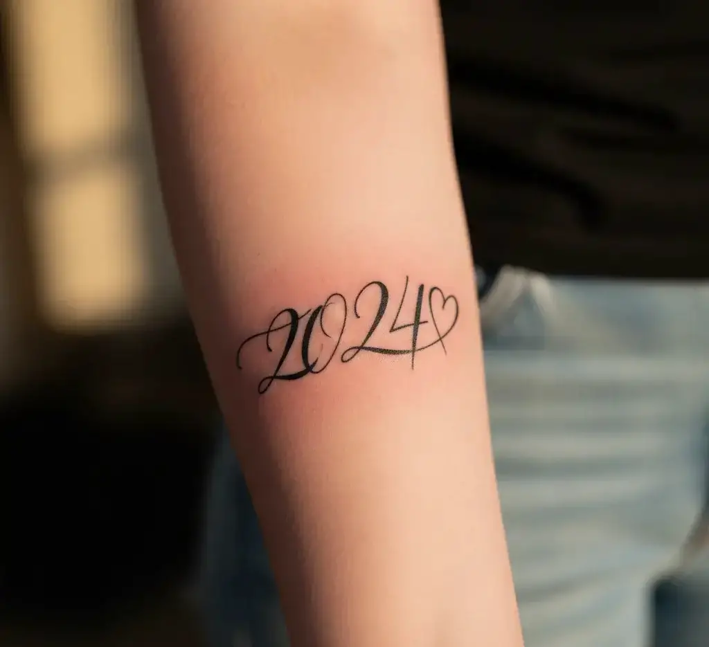 Year with Heart Outline