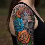 mixing Black And Grey With Color Tattoo