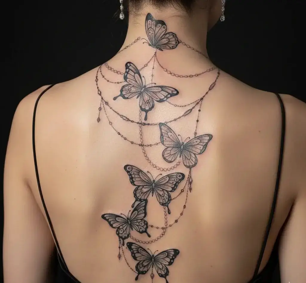 Butterfly With Pearls or Chains