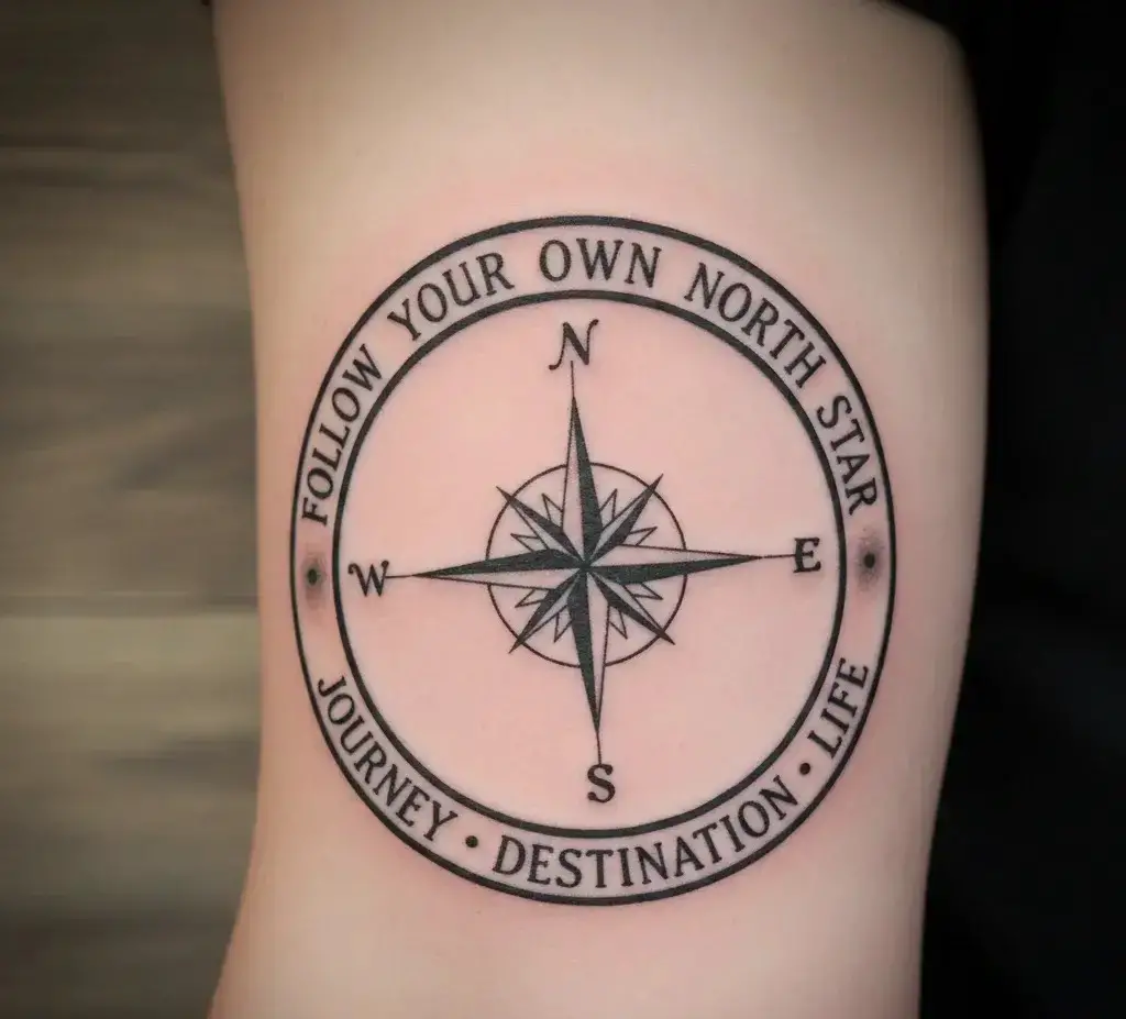 Compass With Text Around the Circle