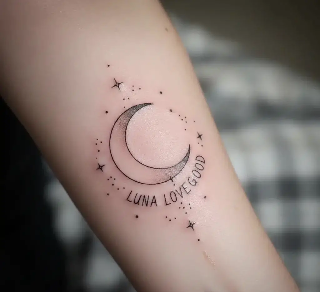 Crescent Moon With Hanging Quote