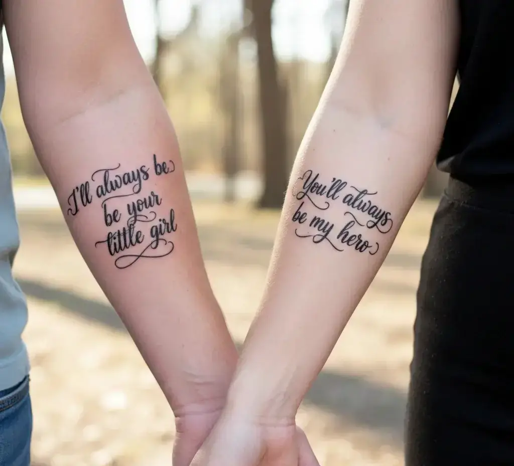 Father–Daughter Quote Split Tattoo