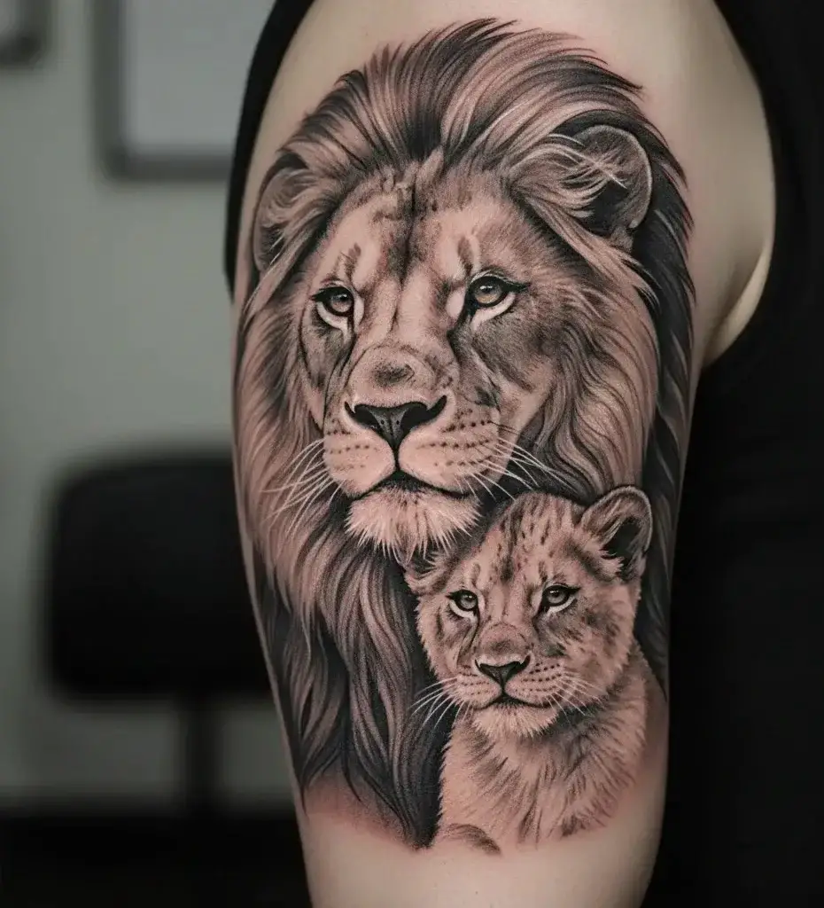 Lion and Lion Cub Tattoo