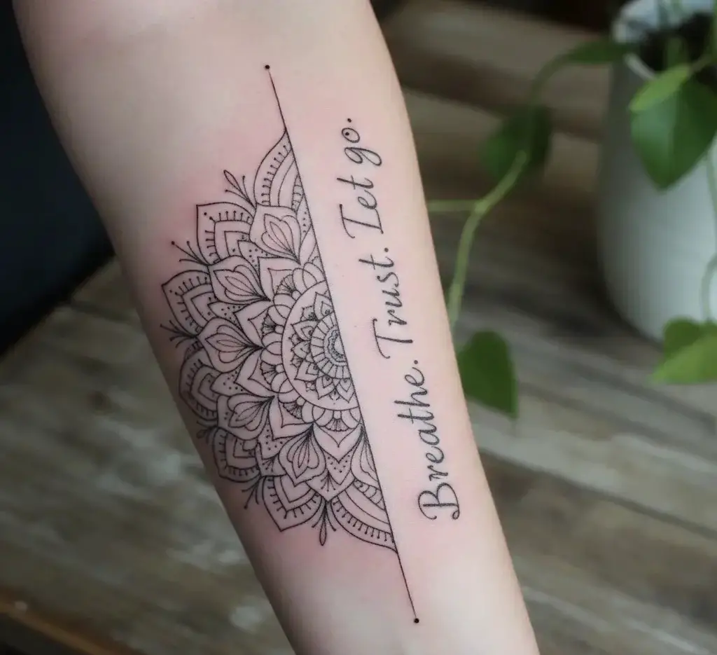 Mandala Half-Design With Script