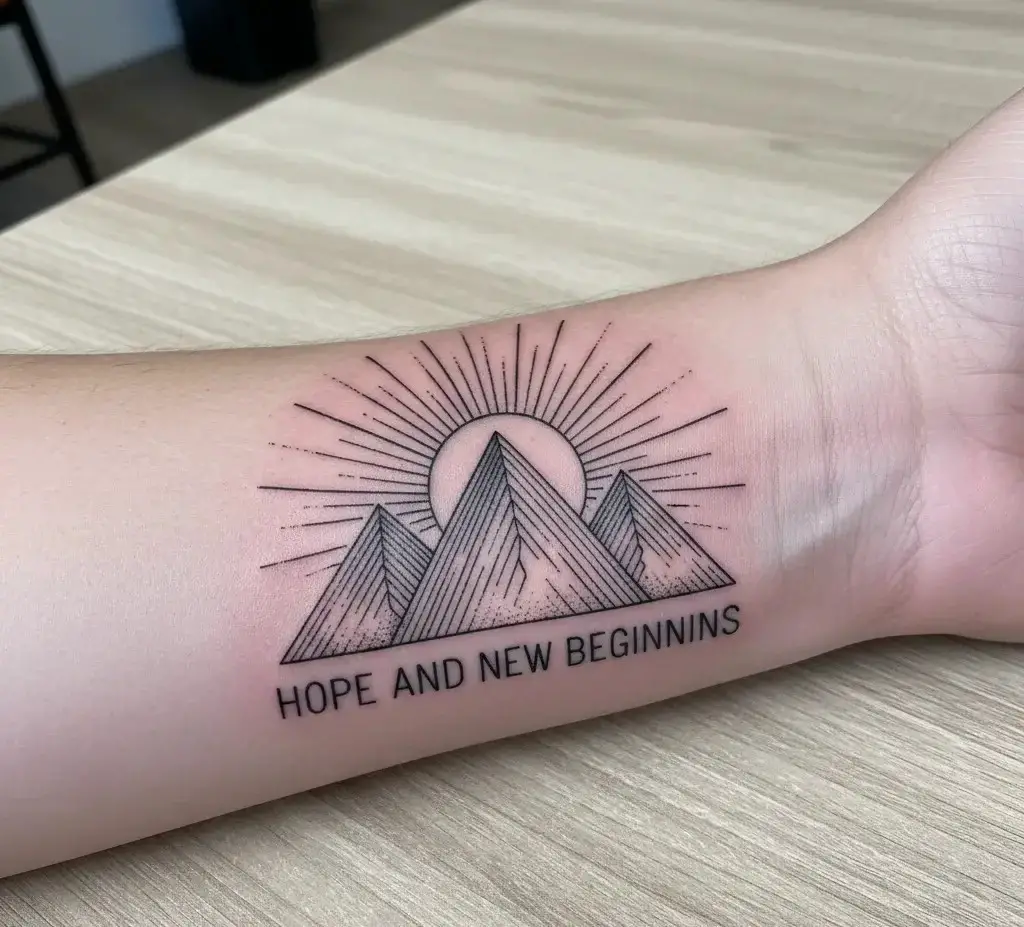 Mountain and Sunrise Scene