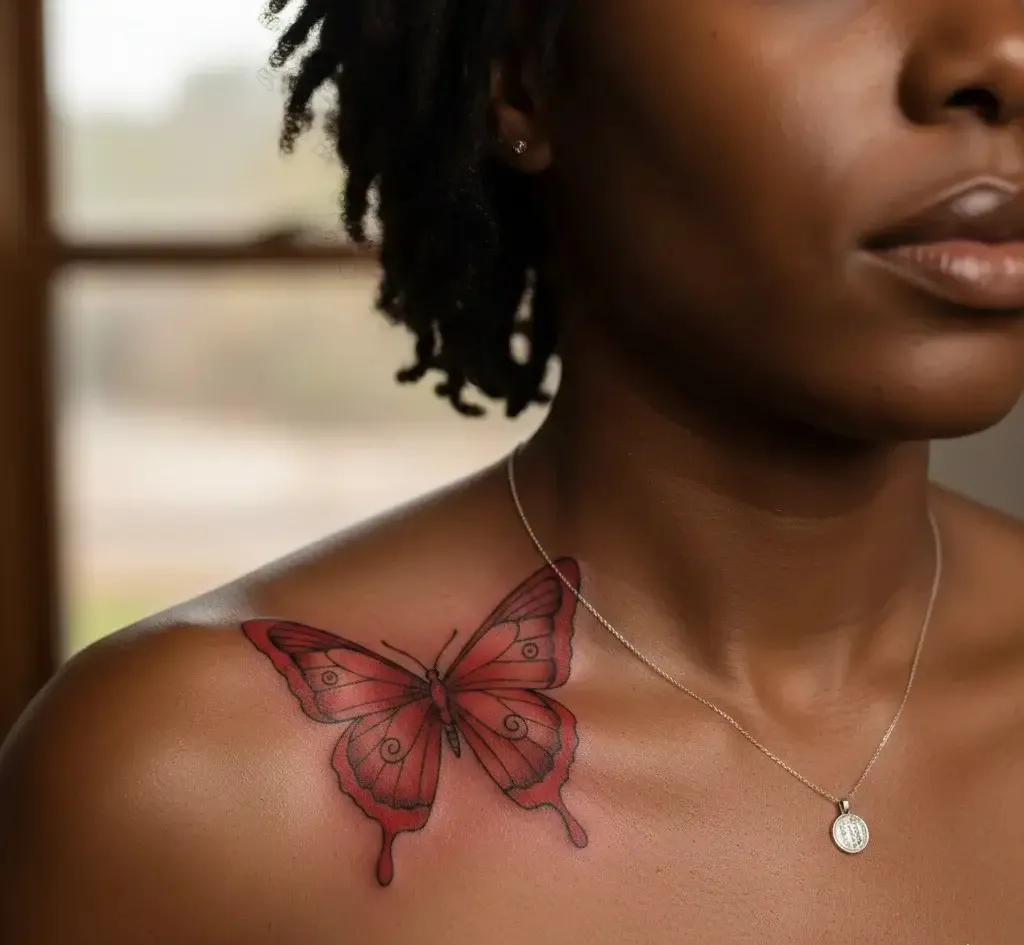 Red Butterfly Tattoo