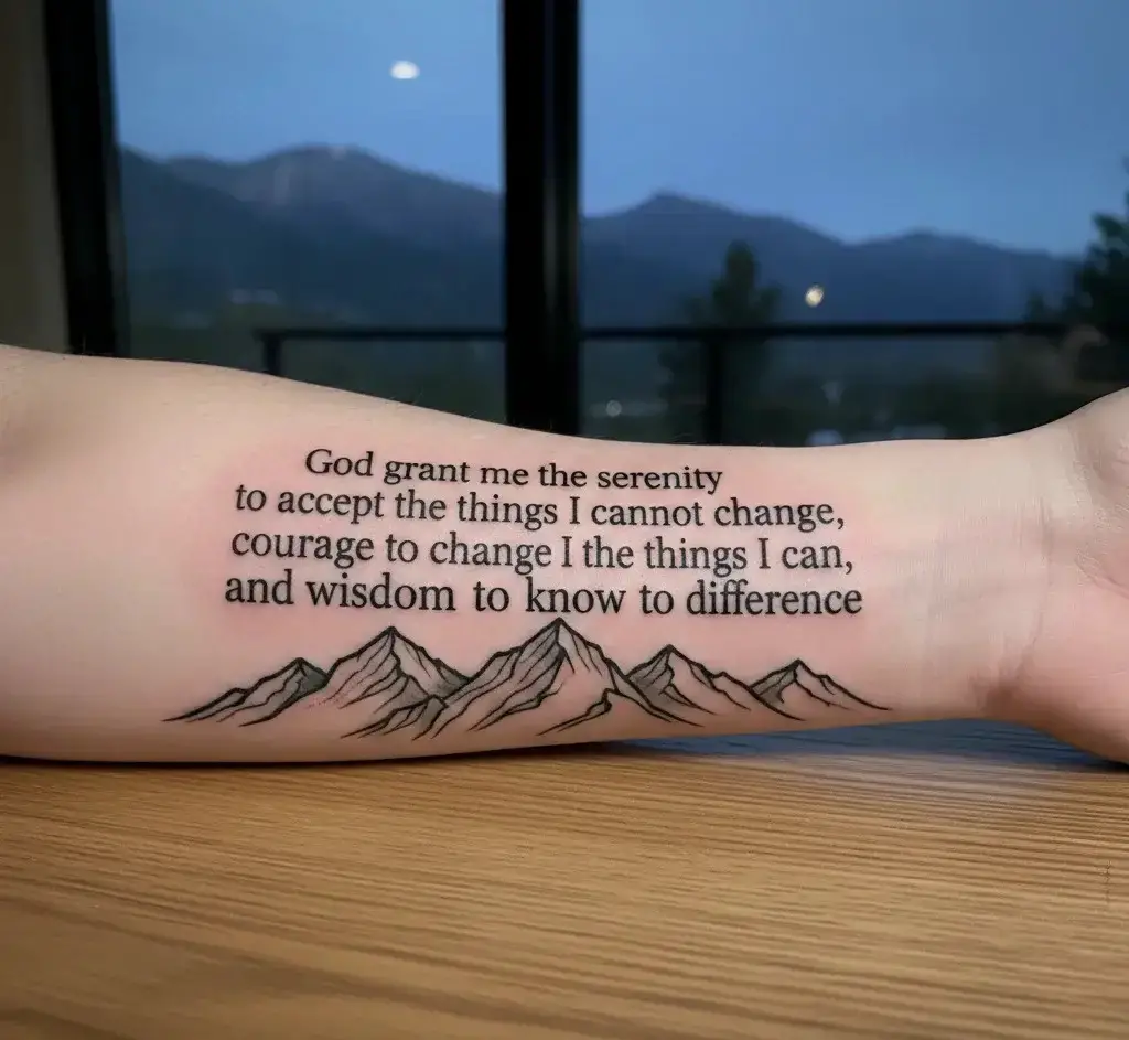 Serenity Prayer With Mountains