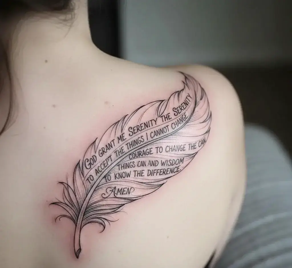 Serenity Prayer in a Feather Shape