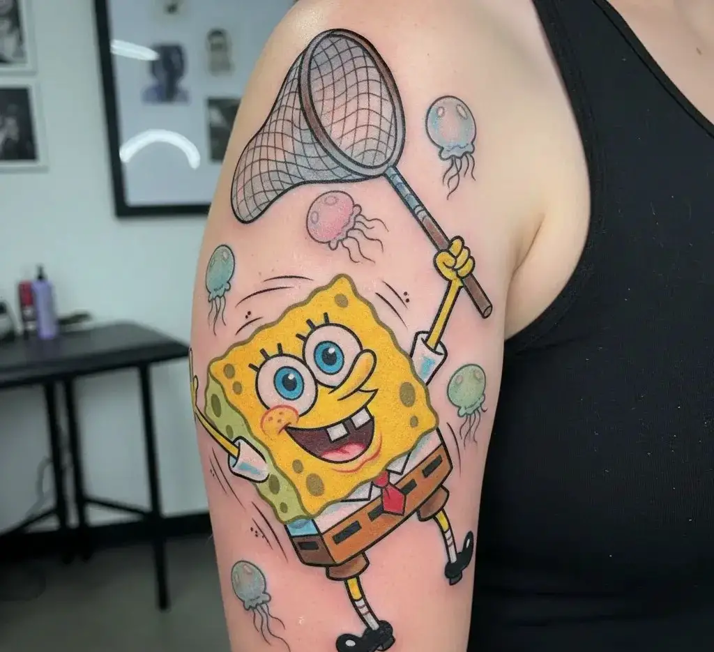 SpongeBob Holding a Jellyfish Net