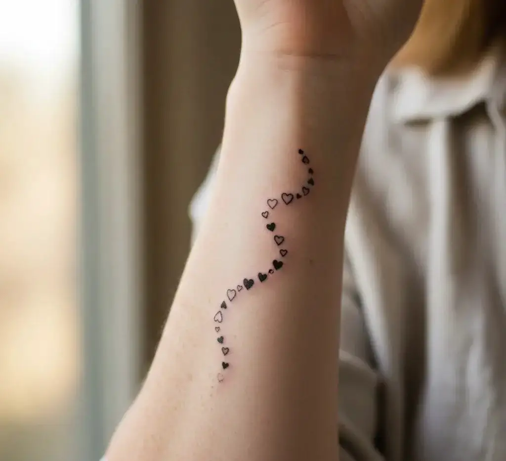 Tiny Hearts Trail Tattoo