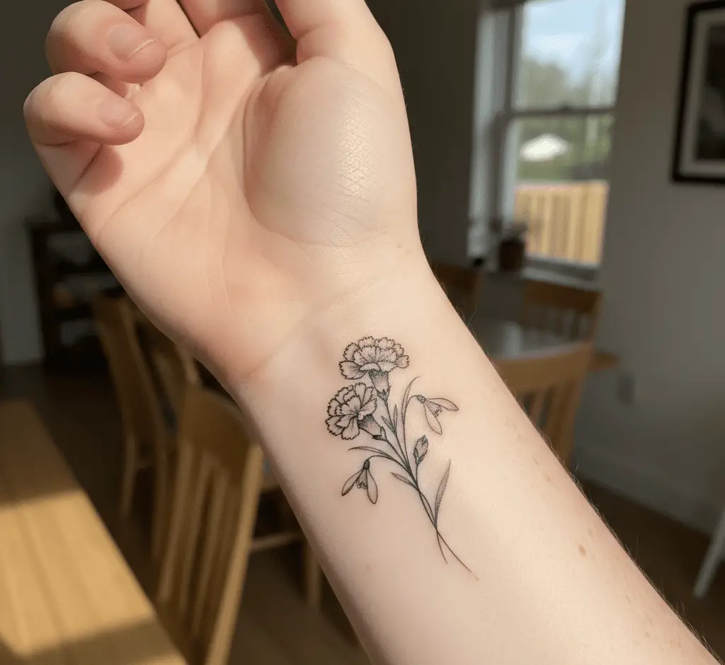 Birth Flower Wrist Tattoo
