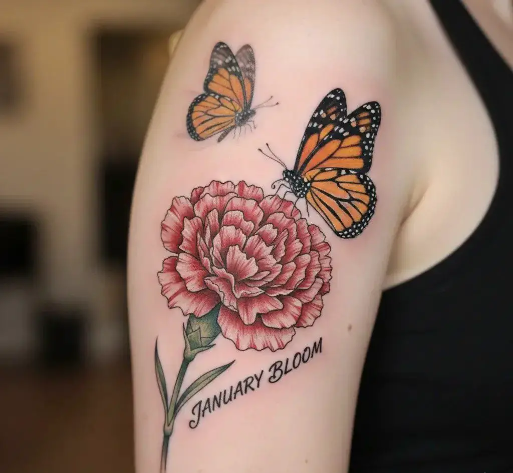 Carnation with Butterfly Tattoo