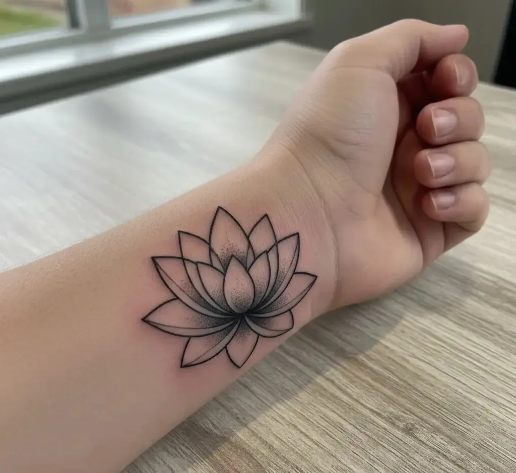 Lotus Flower Wrist Tattoo