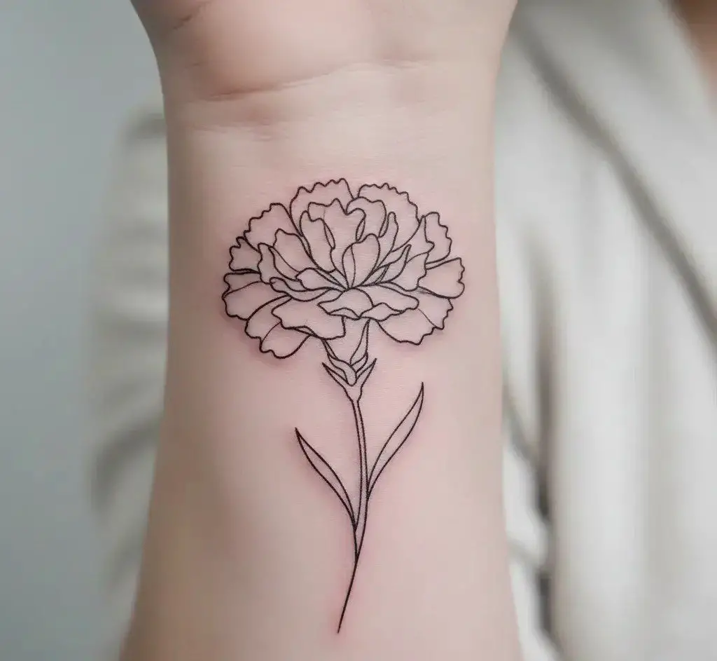 Minimal Line January Flower Tattoo