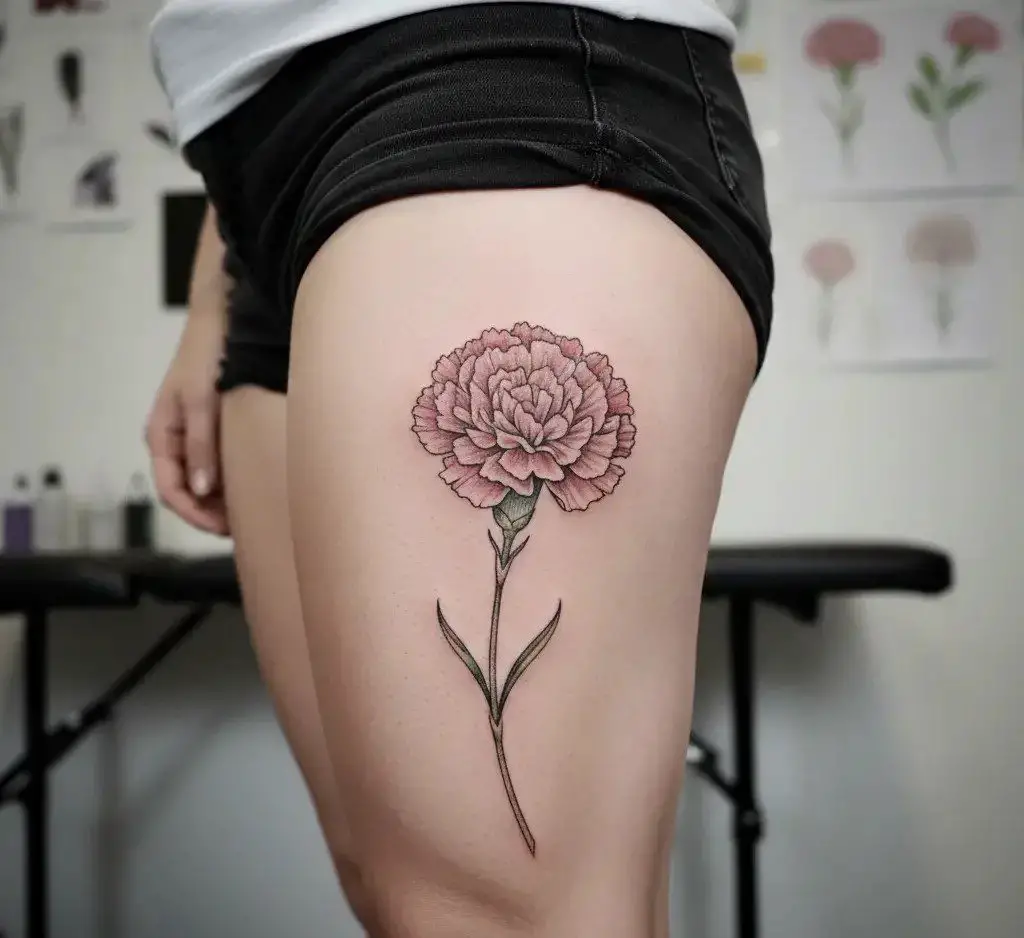 Single Stem Carnation Tattoo
