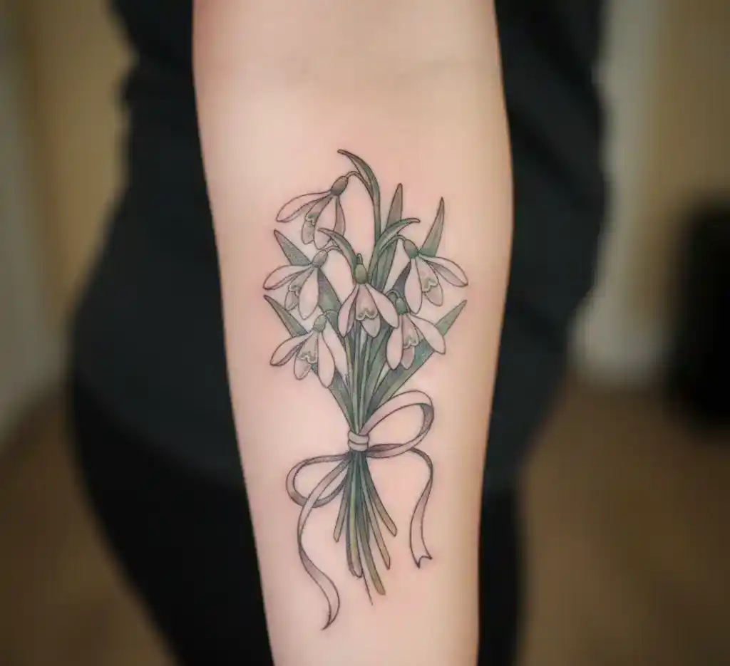 Snowdrop Flower Bouquet Tattoo