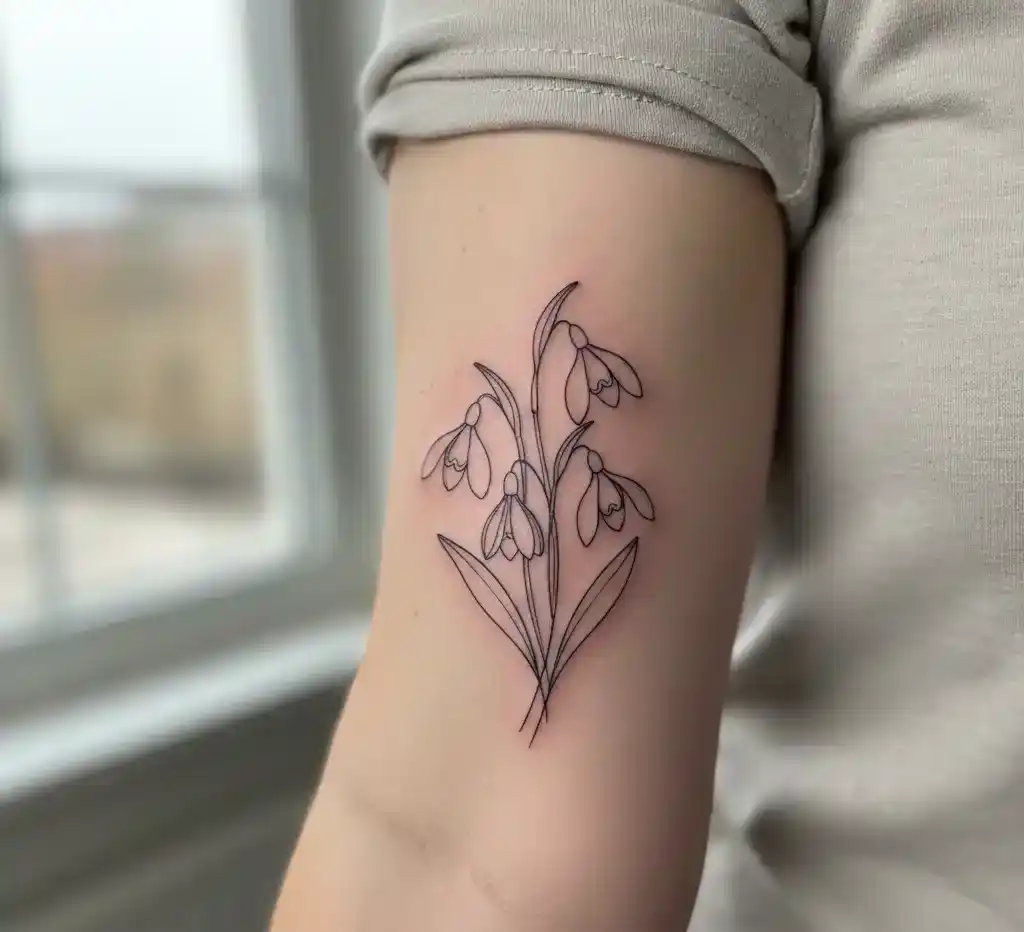 Snowdrop Flower Outline Tattoo