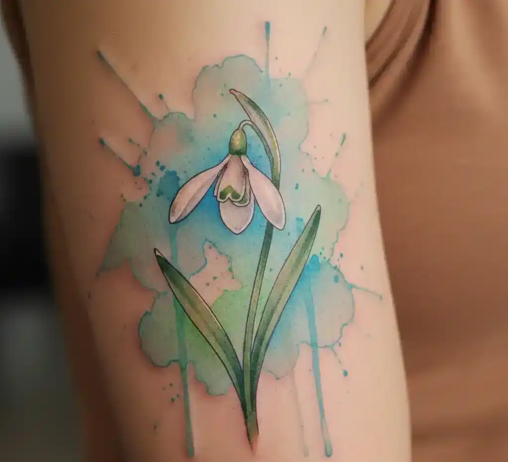 Snowdrop Flower Watercolor Tattoo