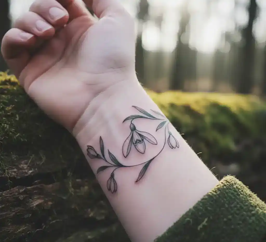 Snowdrop Flower Wrist Band Tattoo