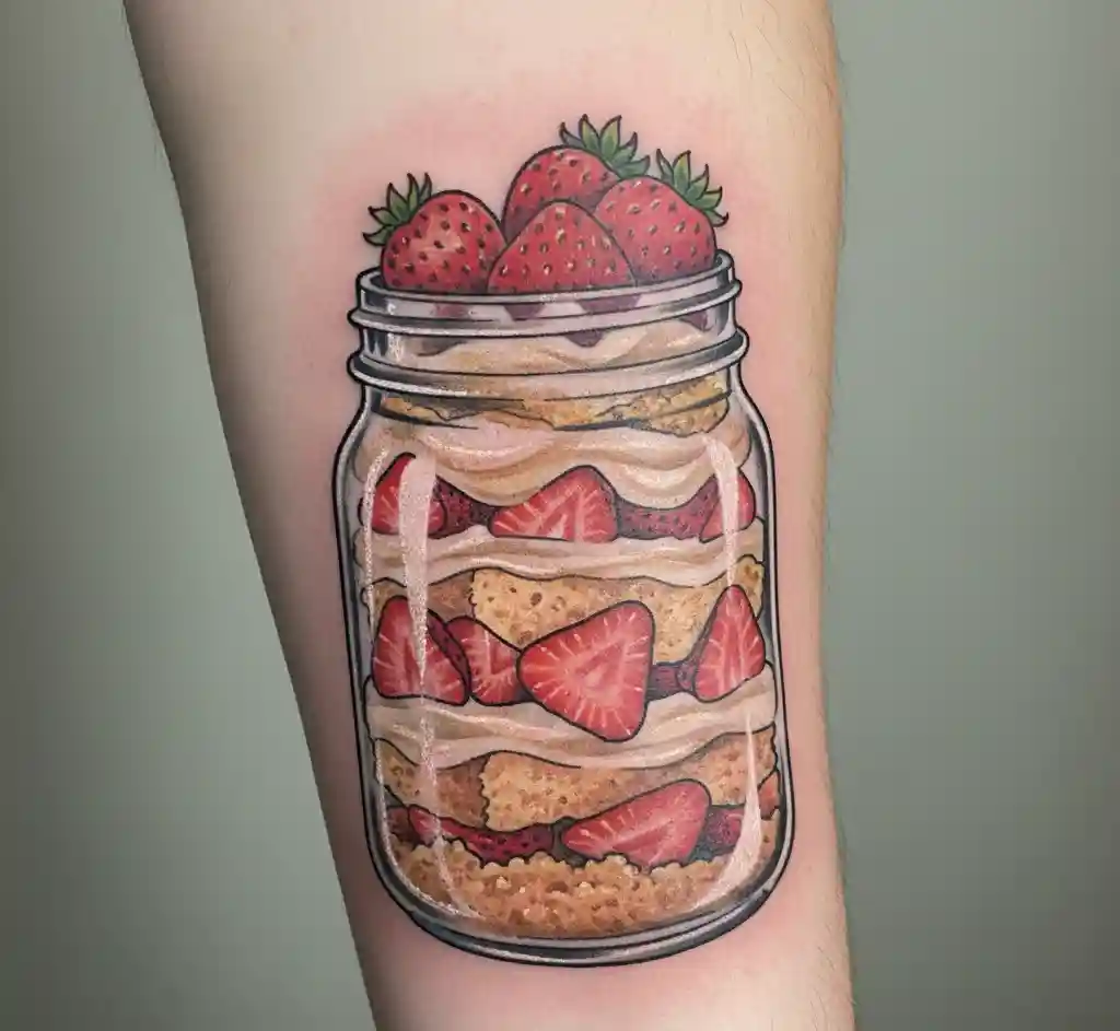 Strawberry Shortcake Jar Dessert Tattoo