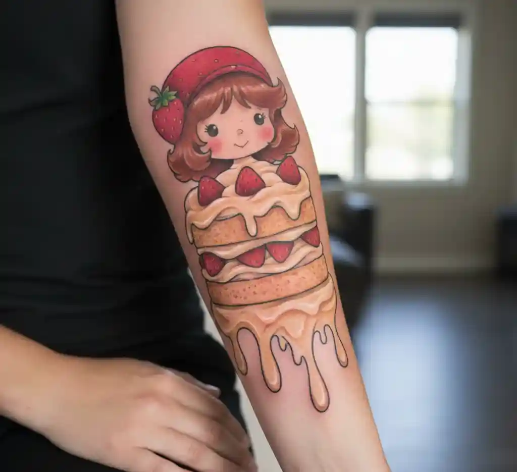 Strawberry Shortcake with Dripping Cream Tattoo