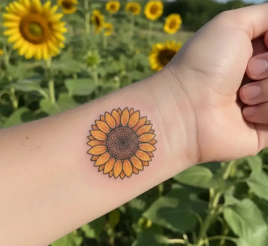 Sunflower Wrist Tattoo