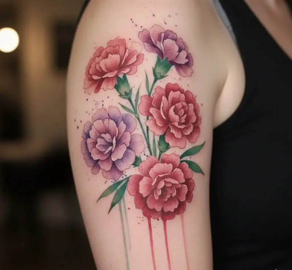 Watercolor Carnation Tattoo