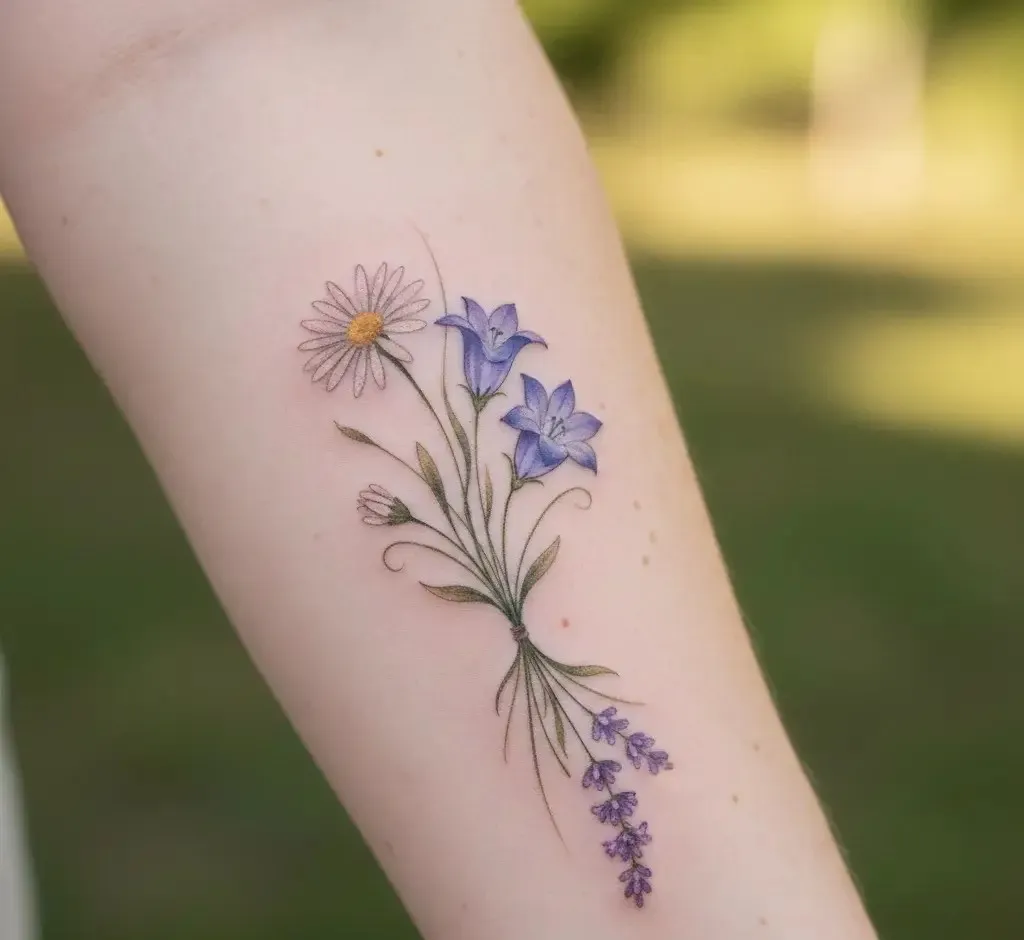 Wildflower Bouquet Wrist Tattoo