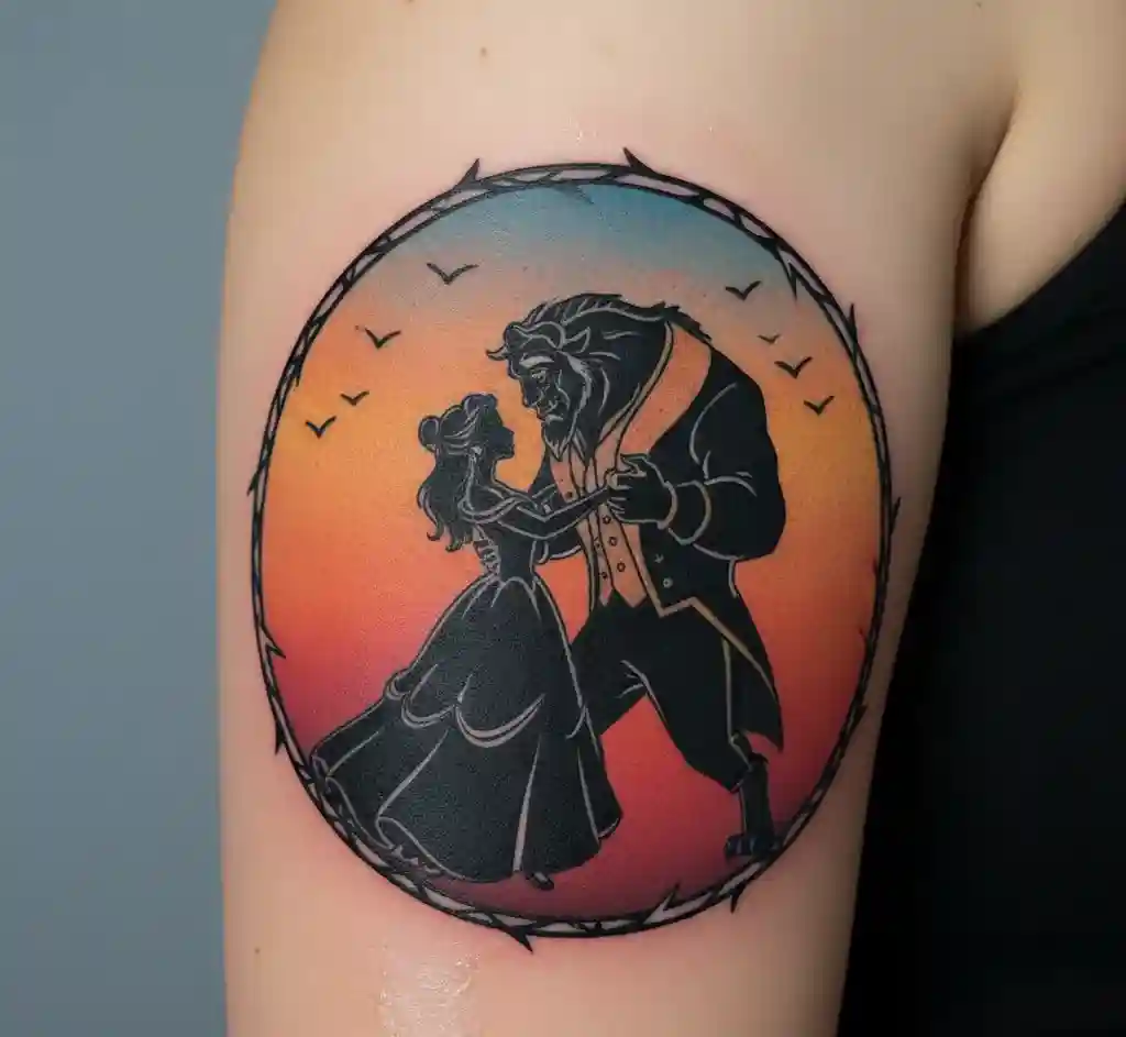 Beauty and the Beast Silhouette Tattoo