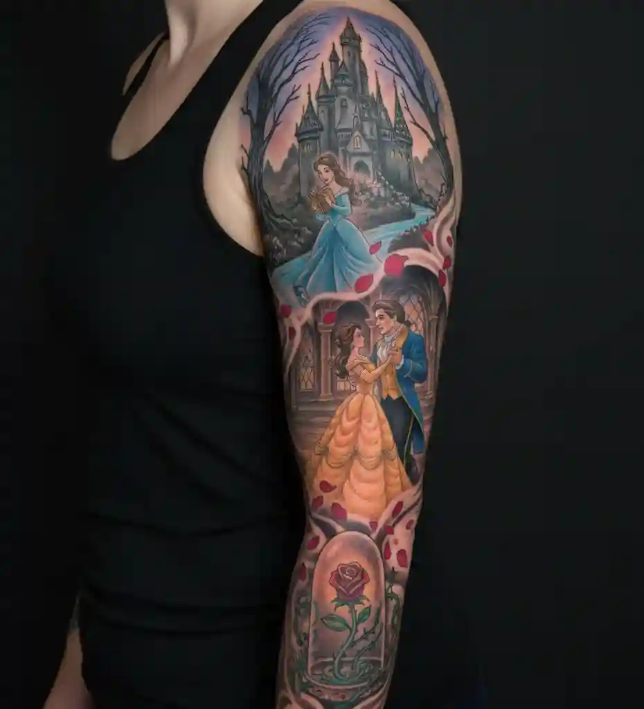 Beauty and the Beast Sleeve Tattoo