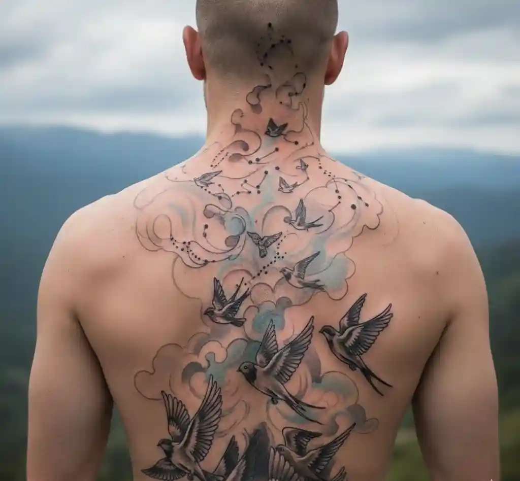 Birds Dissolving Into Sky