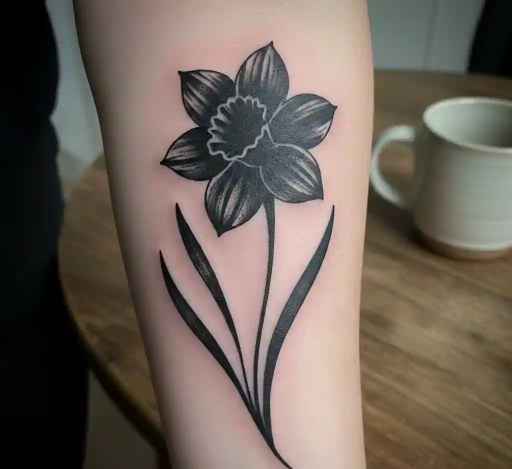 Blackwork Daffodil Silhouette
