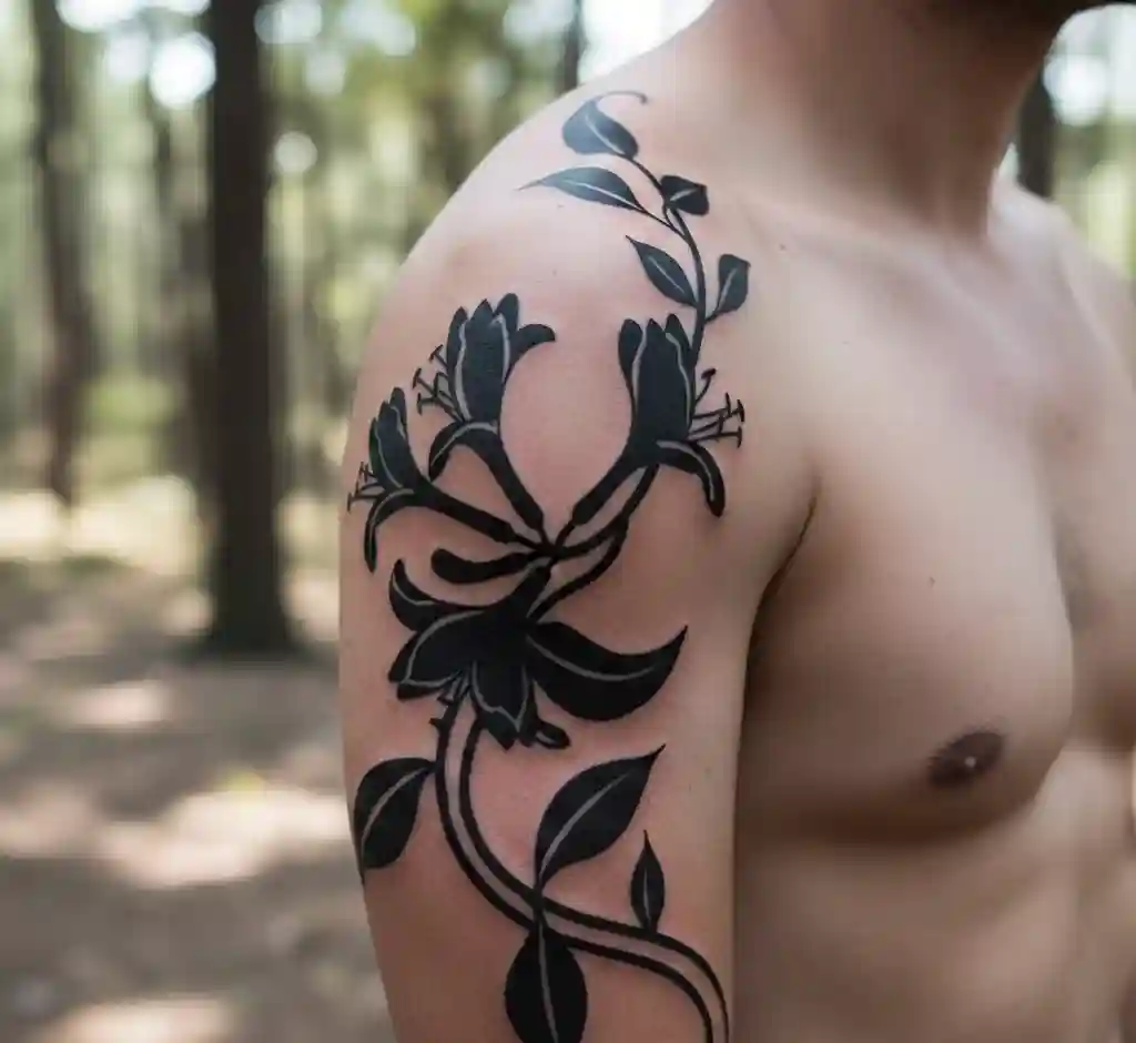 Blackwork Honeysuckle Silhouette