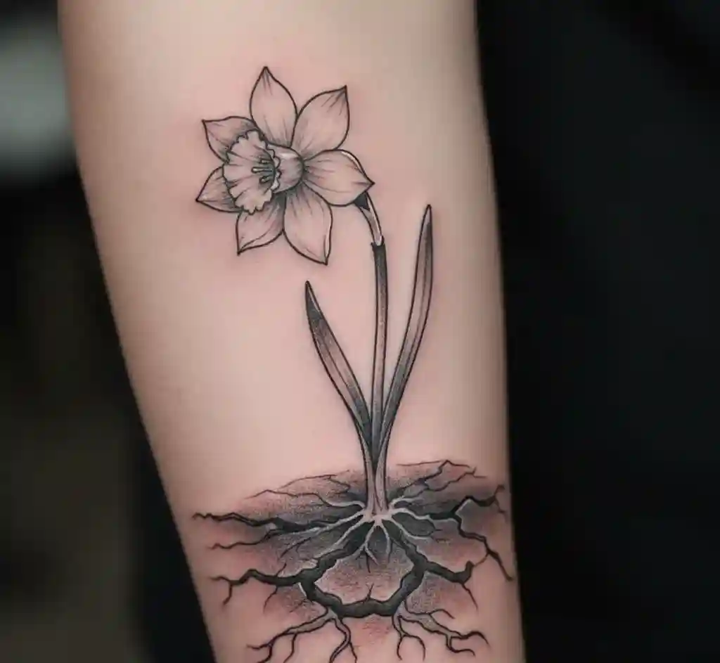 Daffodil Growing from Cracked Ground