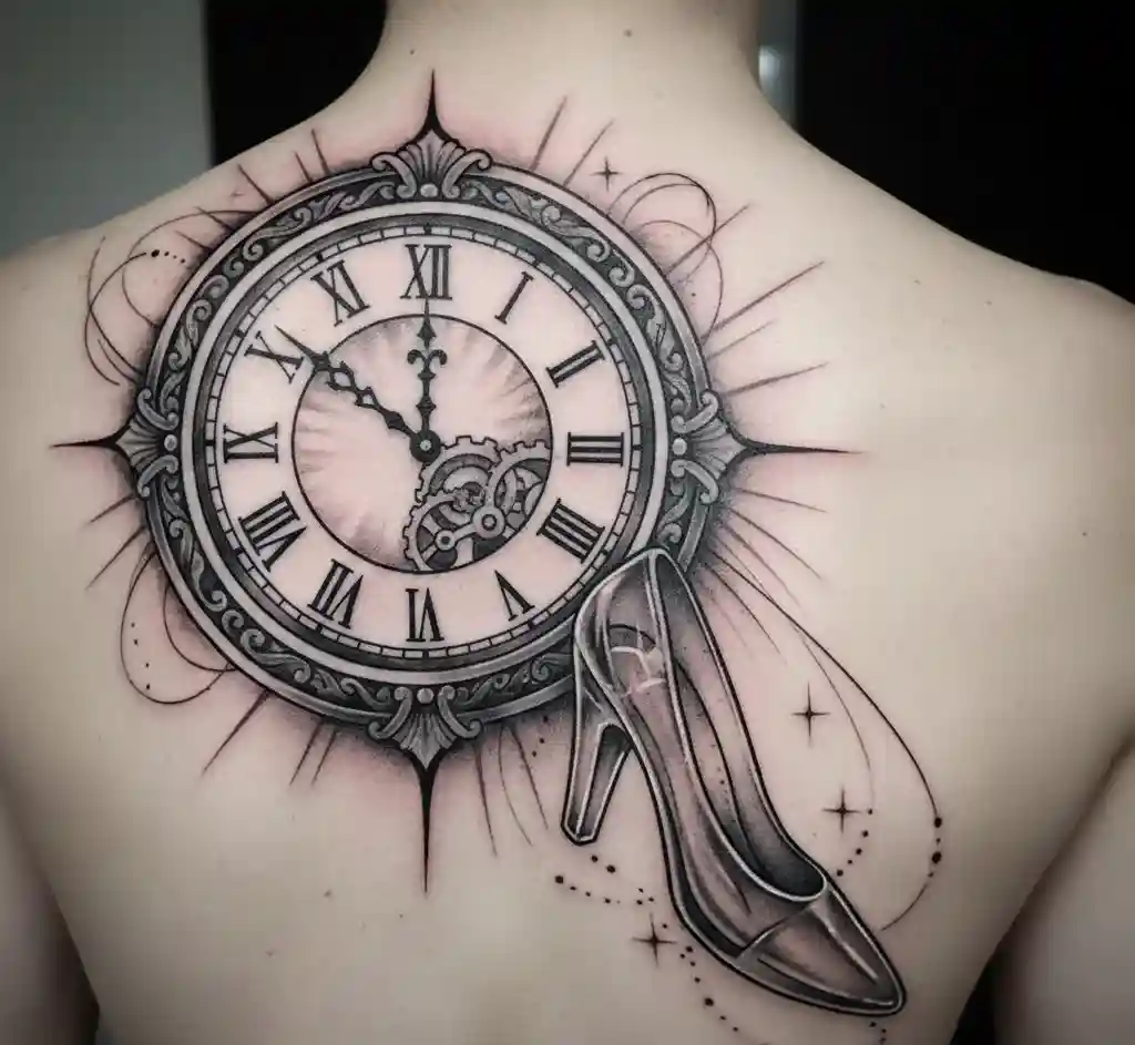 Midnight Clock with Falling Slipper